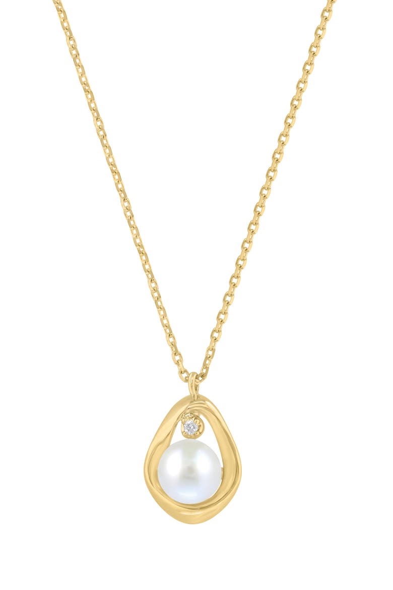 Diamond & Freshwater Pearl Necklace, Main, color, GOLD/ DIAMOND/ PEARL