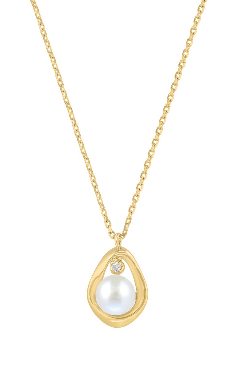EFFY Diamond & Freshwater Pearl Necklace, Main, color, Gold/ Diamond/ Pearl