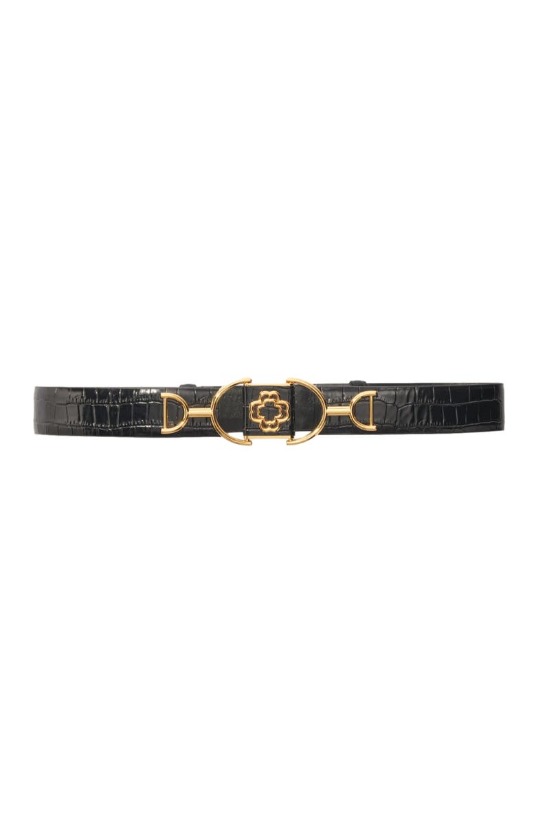 maje Wide smooth leather belt, Main, color,
