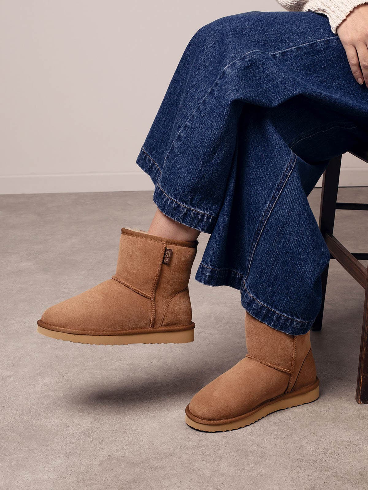 Celtic & Co. Sheepskin Bootee Slippers, Alternate, color, Chestnut