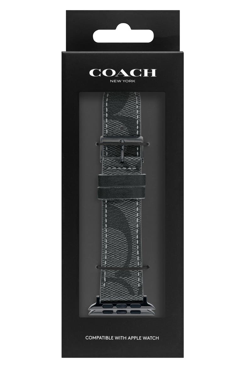 Signature Canvas Apple Watch® Watchband, Main, color, BLACK