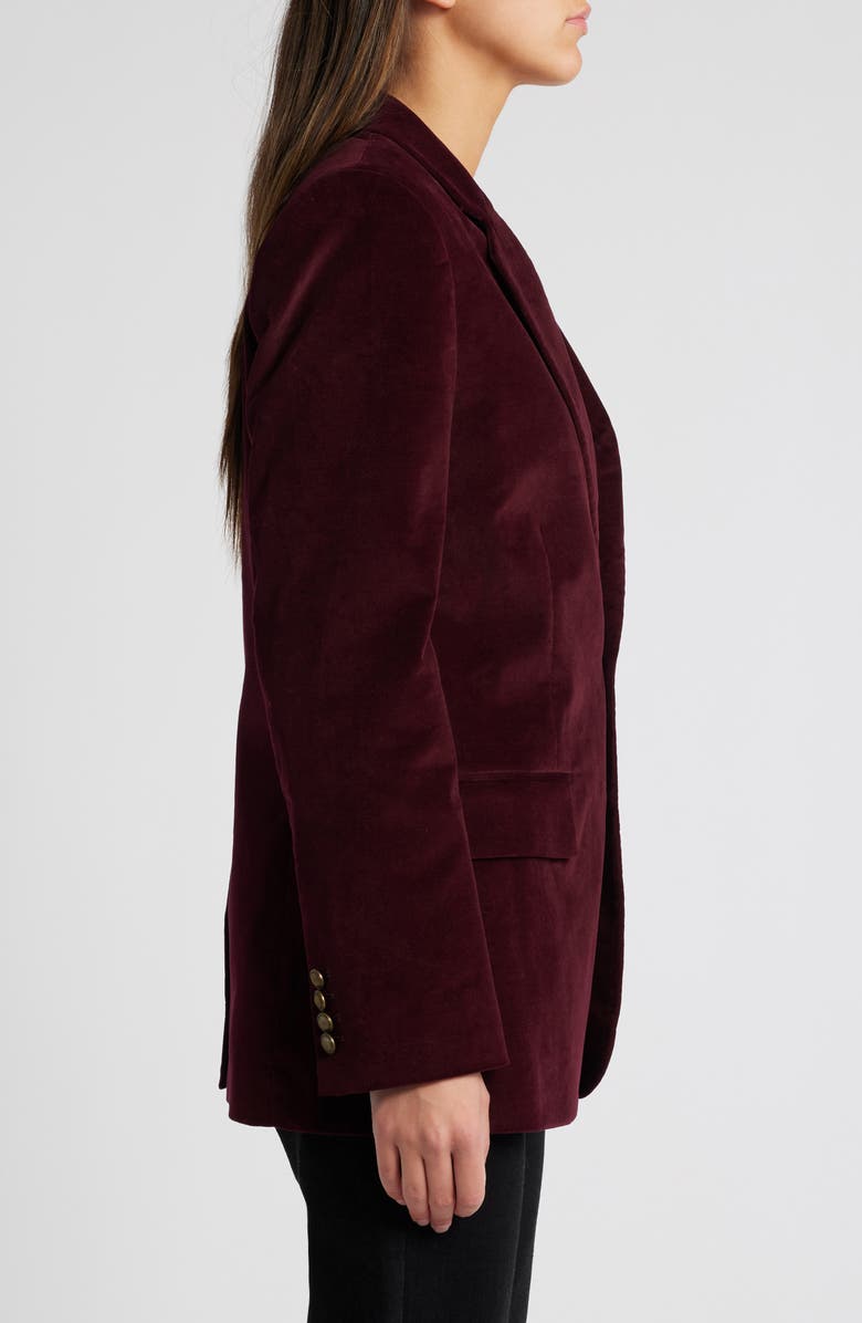 FRAME Everyday Stretch Cotton Velveteen Blazer, Alternate, color, Wine