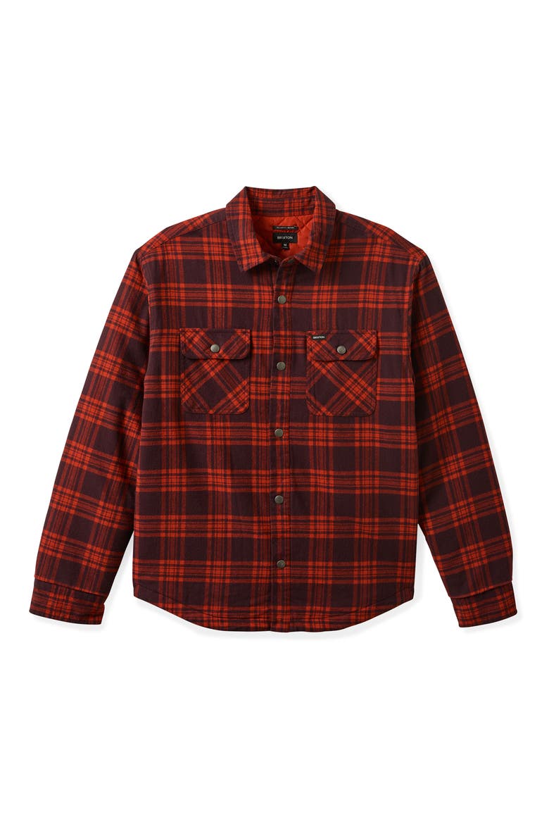 Bowery Quilted Flannel Shirt Jacket, Alternate, color, BRIGHT RED/ MAHOGANY