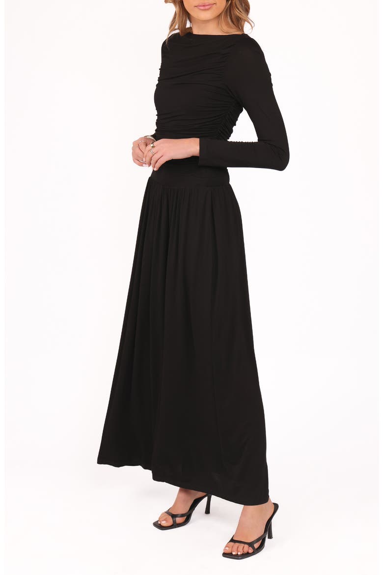 Shirley Cutout Back Long Sleeve Maxi Dress, Alternate, color, BLACK