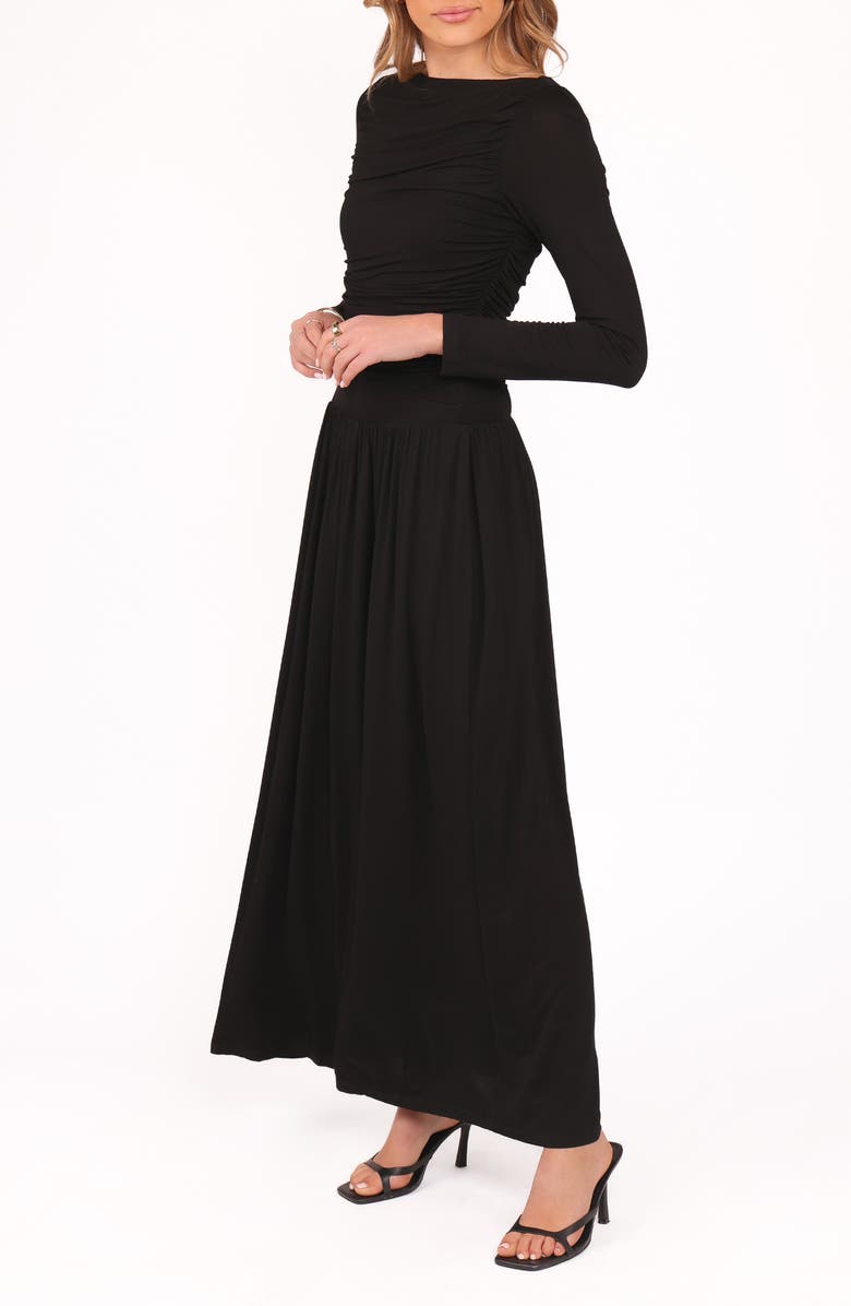 Petal & Pup Shirley Cutout Back Long Sleeve Maxi Dress, Alternate, color, Black