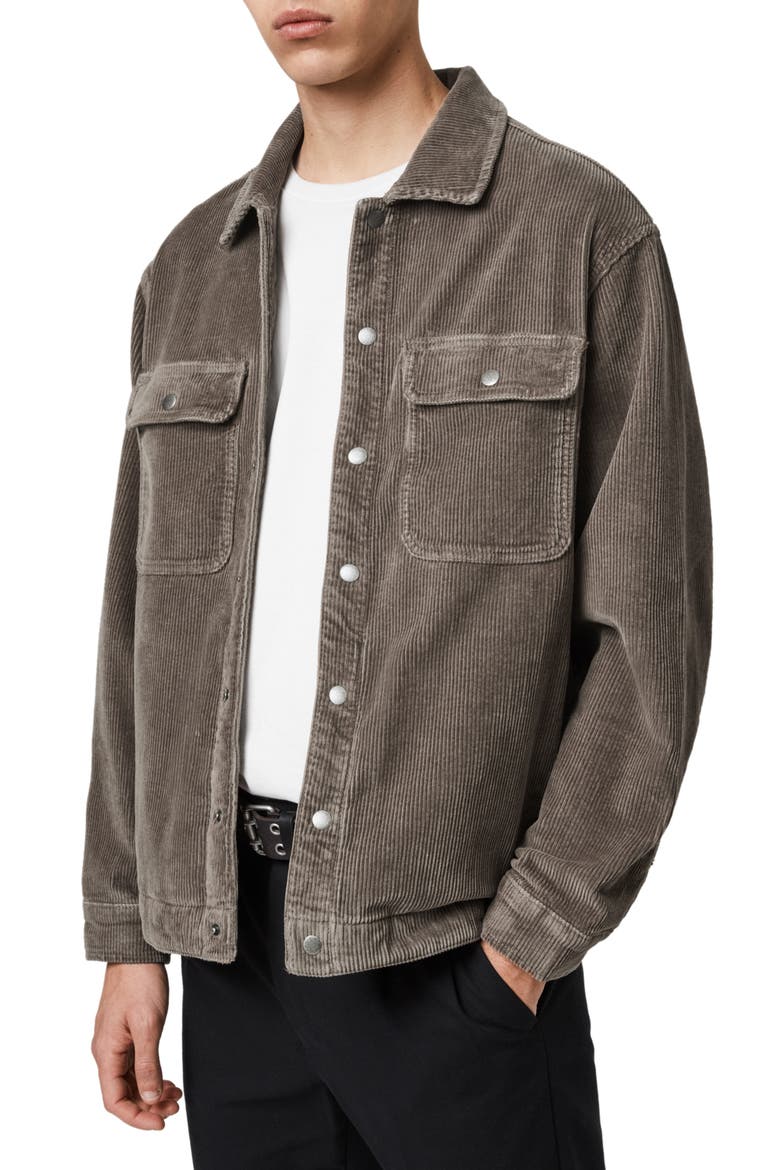 Coronet Snap-Up Corduroy Jacket, Alternate, color, PEBBLE GREY