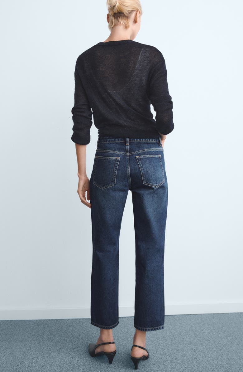 MANGO Mid Rise Straight Leg Jeans, Alternate, color, Dark Blue