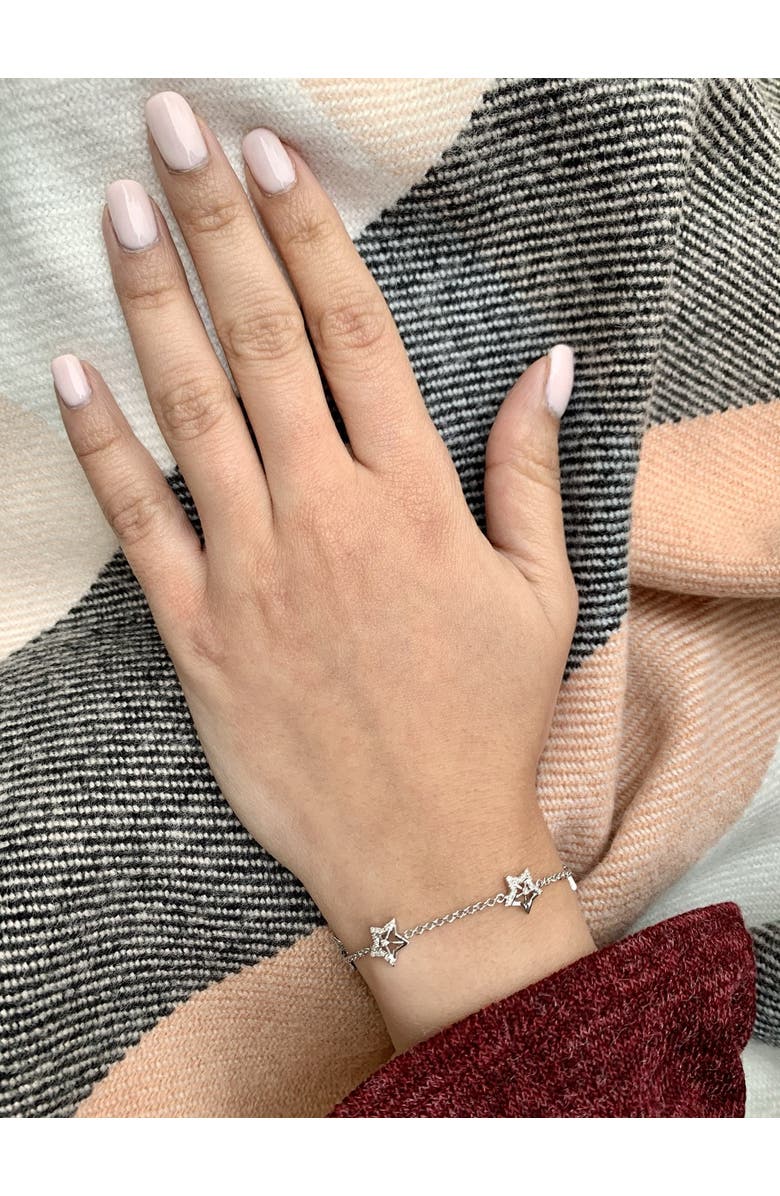 LuvMyJewelry Lucky Star Sterling Silver Diamond Bracelet, Alternate, color, 