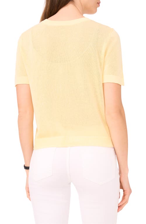 HALOGENR HALOGEN(R) SHORT SLEEVE BUTTON-UP SWEATER
