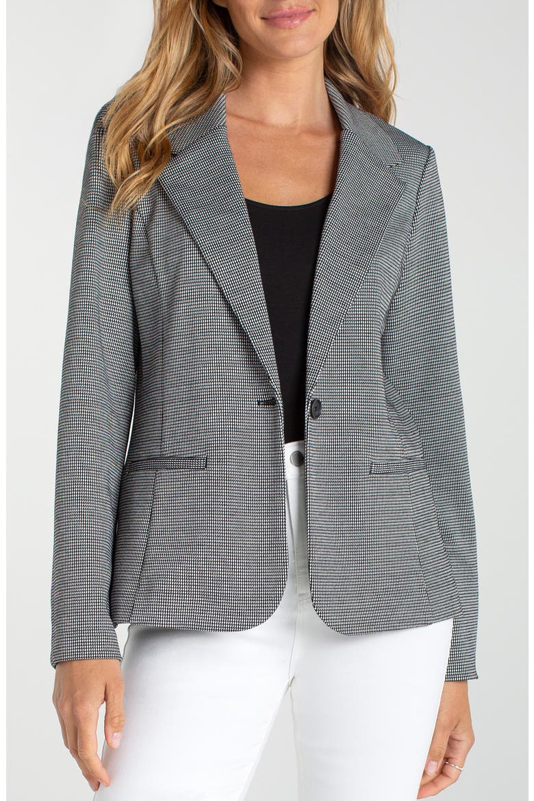 Check One-Button Blazer, Main, color, BLACK/WHITE MINI CHECK