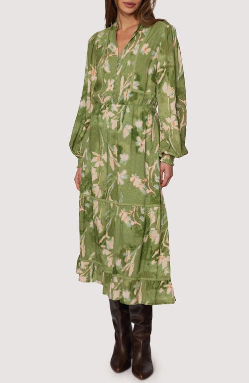 Lost + Wander Serene Majesty Long Sleeve Midi Dress in Green-Floral 
