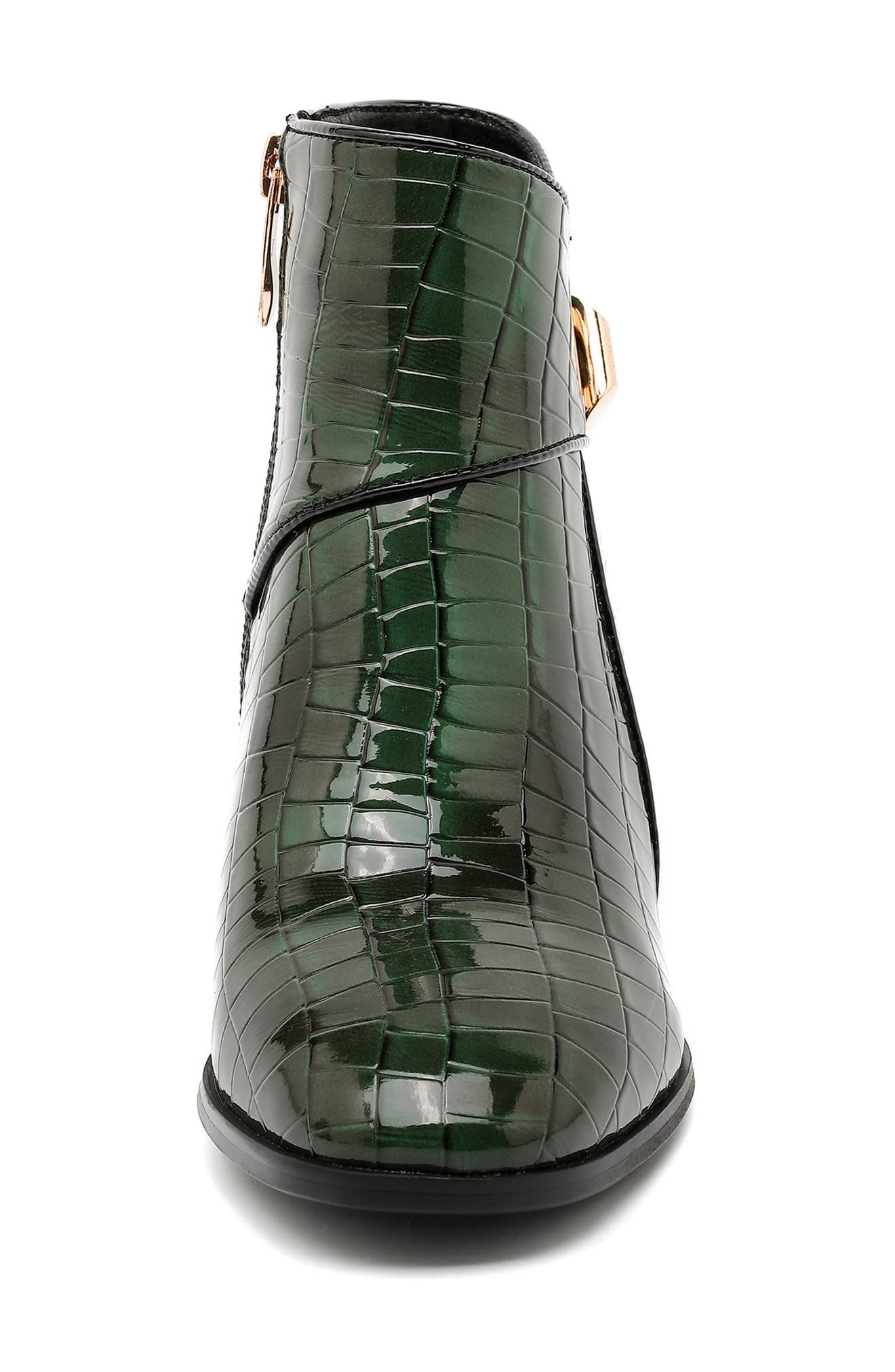 Bailey Croc Embossed Faux Leather Bootie, Alternate, color, GREEN