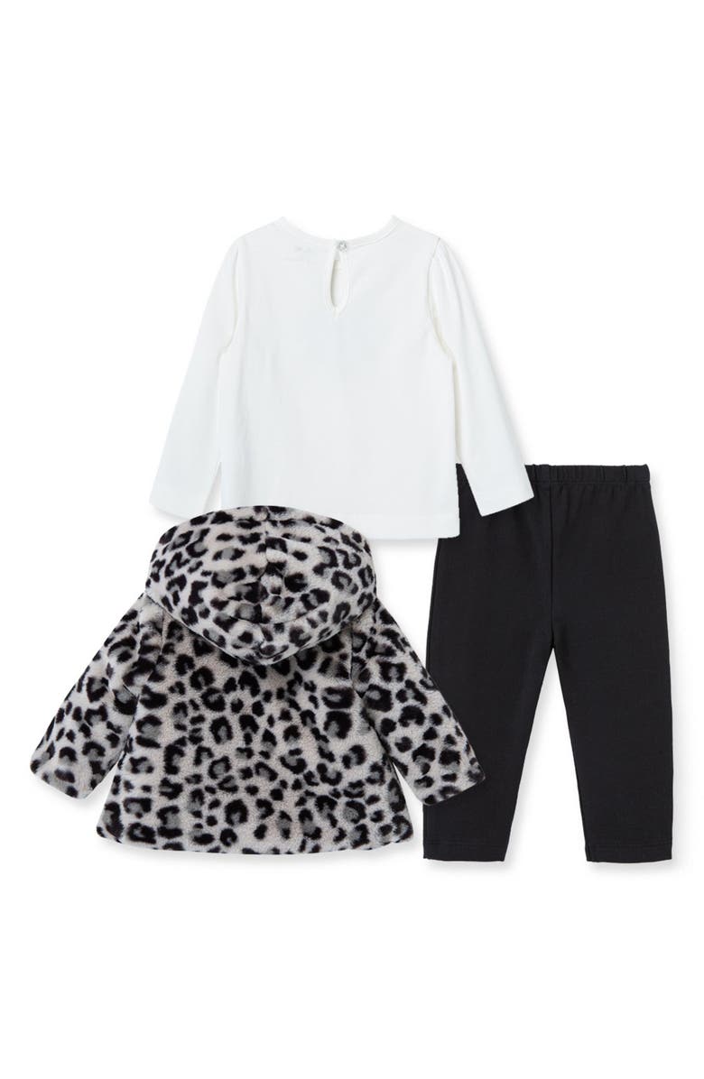 Little Me Kids' Faux Fur Jacket, Shirt and Pants Set, Alternate, color, 