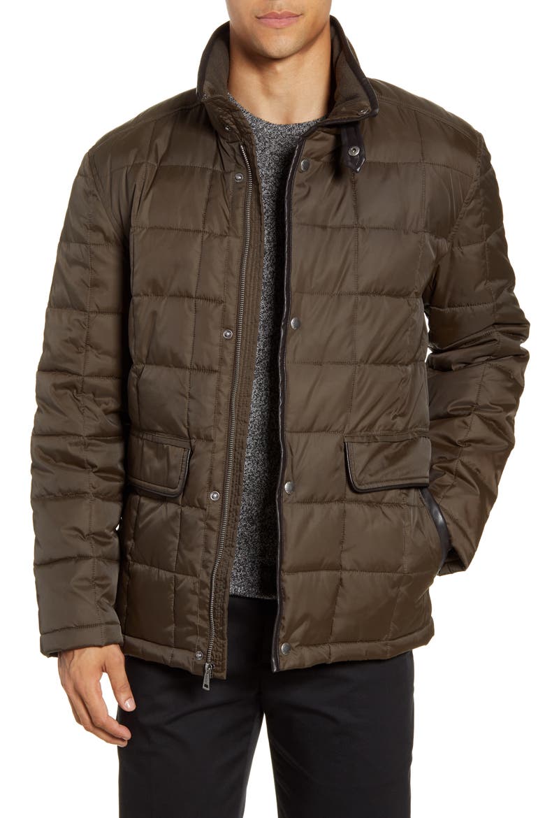 Box Quilted Jacket, Main, color, OLIVE