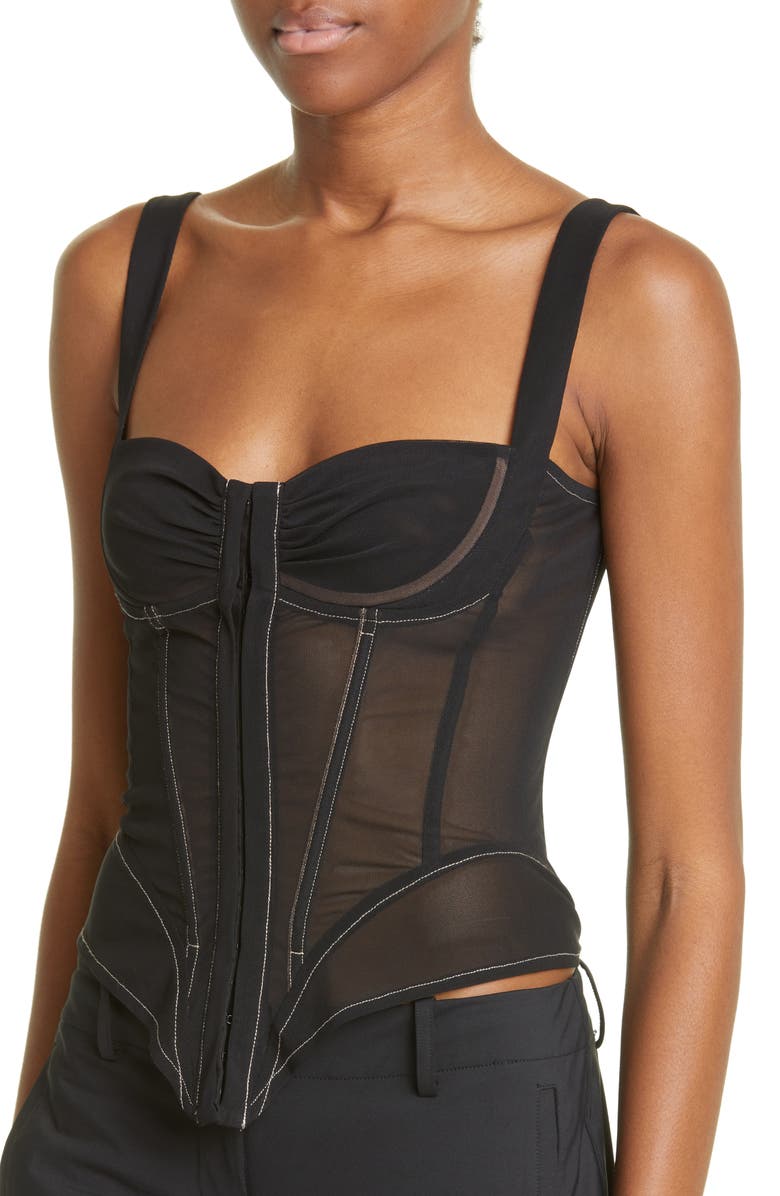 Miaou Deville Sheer Mesh Corset Top, Alternate, color, 