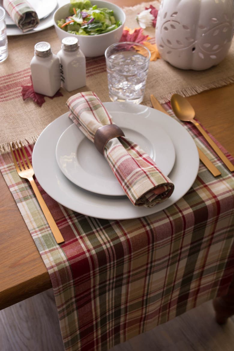 Give Thanks Plaid Table Runner, Alternate, color, Give Thanks