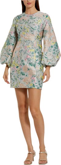 ☆Mac Duggal☆ フローラルブロケードボールドレス Mac Duggal Floral Brocade Puff Sleeve Fitted Mini Dress