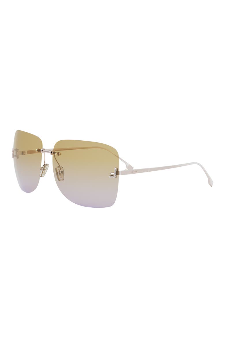 'Fendi First 65mm Oversize Square Sunglasses, Alternate, color, SHINY ROSE GOLD / BROWN