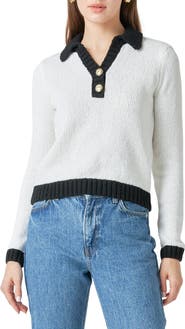 Endless Rose Contrast Detail Polo Sweater