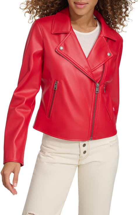 Shrunken Faux Leather Moto Jacket