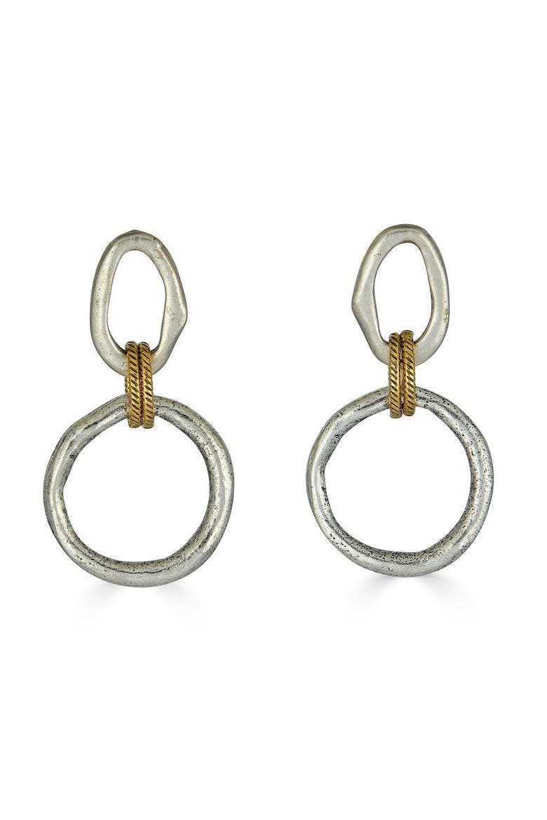Mixed Metal Sculpted Circle Earrings, Main, color, Silver