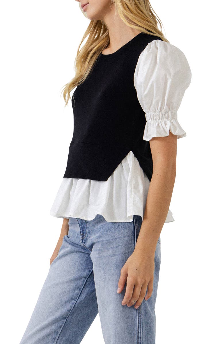 English Factory Mixed Media Sweater, Alternate, color,