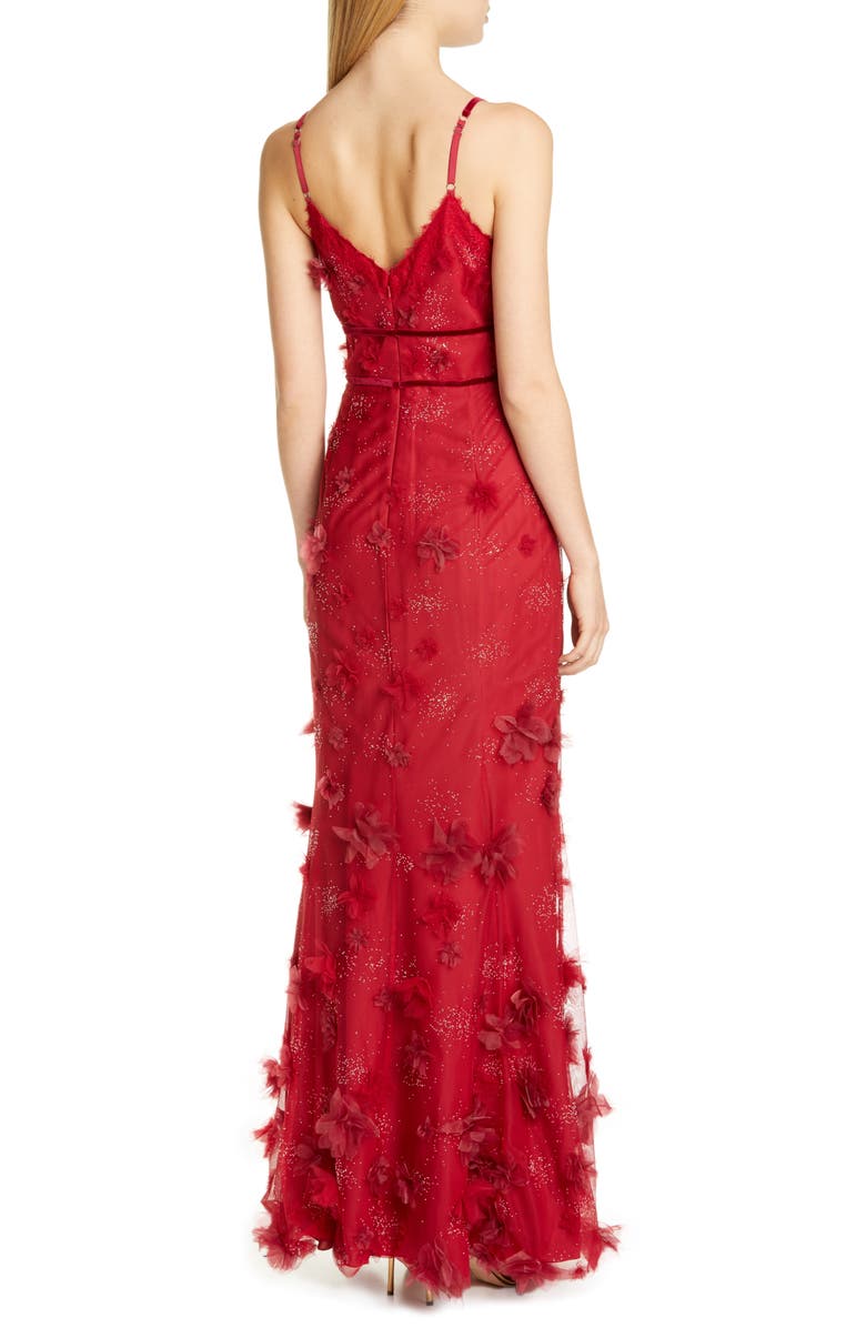 Marchesa Notte Floral Appliqué Trumpet Gown, Alternate, color, 