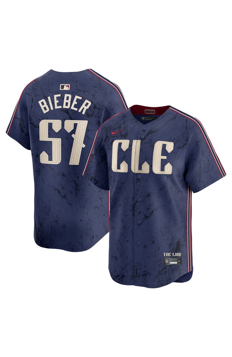 Nike Men's Nike Shane Bieber Navy Cleveland Guardians City Connect Limited Player Jersey, Main, color, 