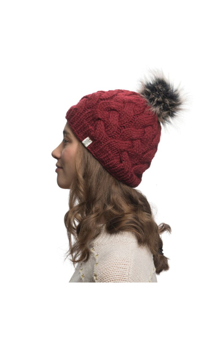 Nirvanna Designs Boheme Cable Beanie w/ Faux Fur Pom, Alternate, color, Black