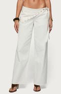 EDIKTED Button Foldover Low Rise Wide Leg Jeans