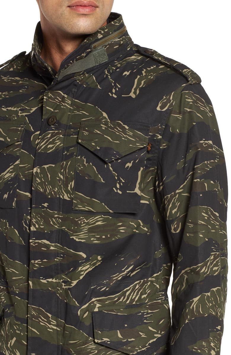 Alpha Industries M-65 Defender Waxed Camo Field Jacket, Alternate, color, 
