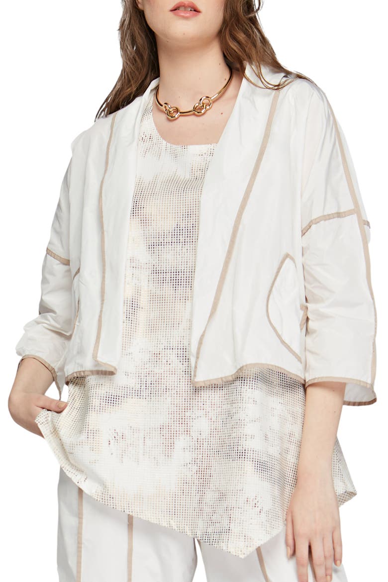Astrid Short Memory Taffeta Jacket, Main, color, Ecru