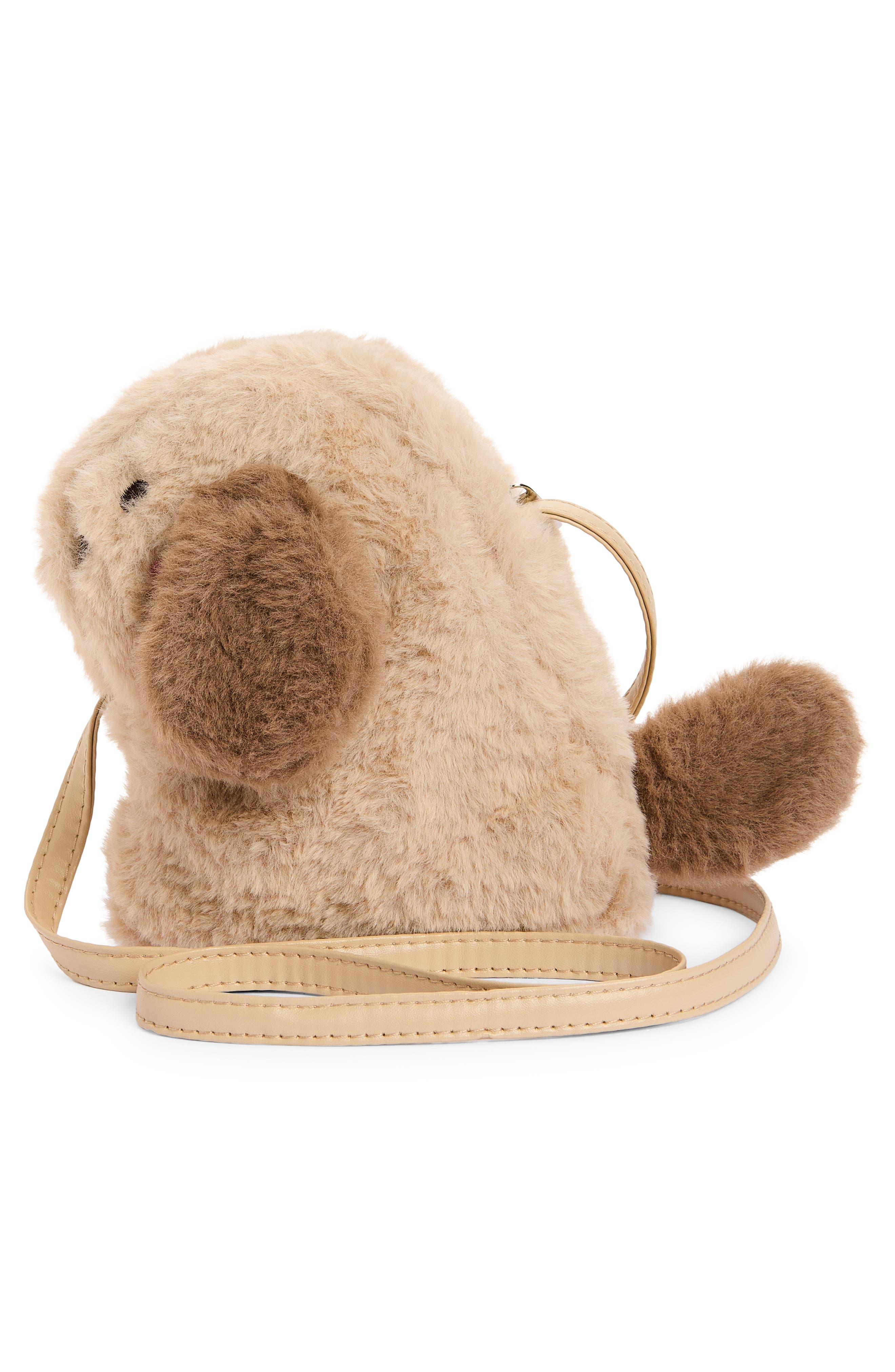 Kids' Puppy Faux Fur Crossbody Bag, Alternate, color, NATURAL COMBO
