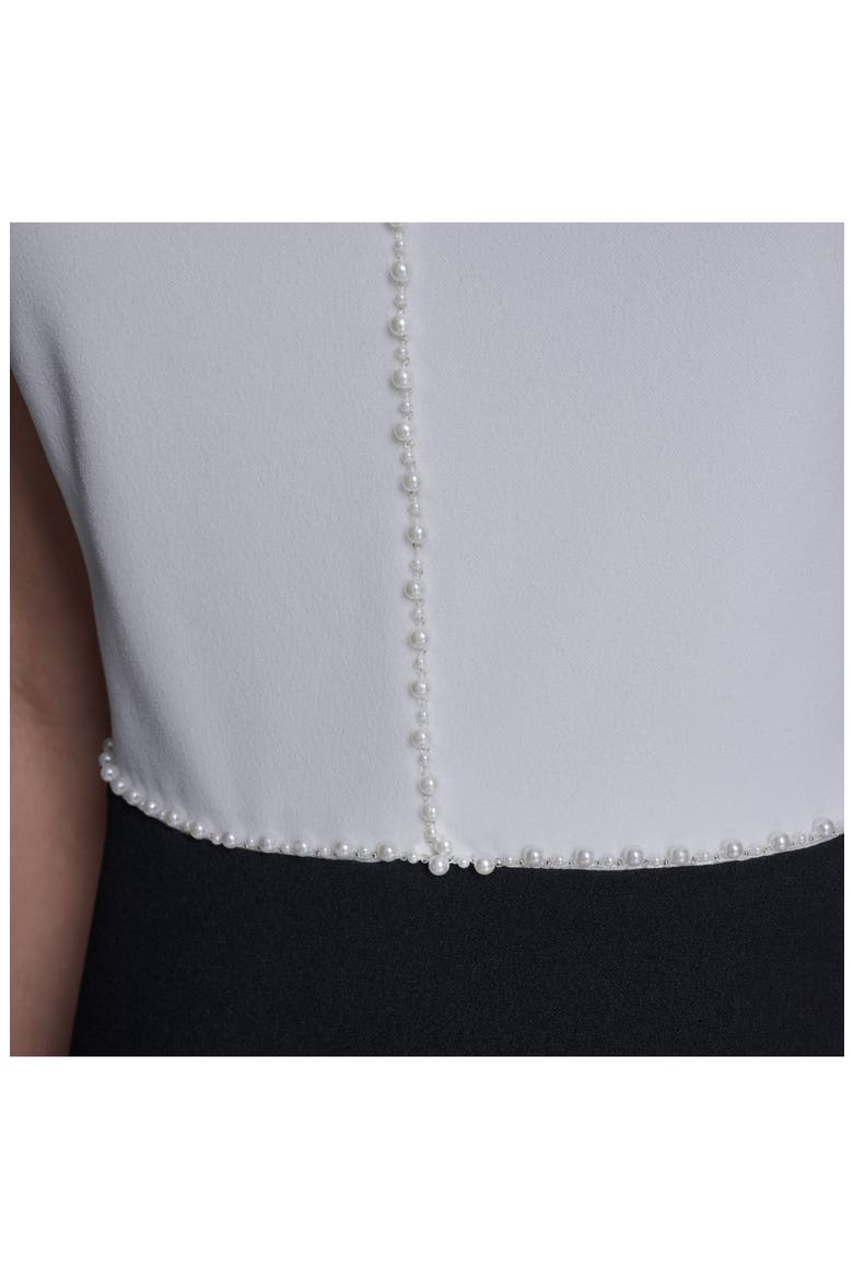 Faux Pearl Detail A-Line Dress, Alternate, color, SOFT WHITE/ BLACK