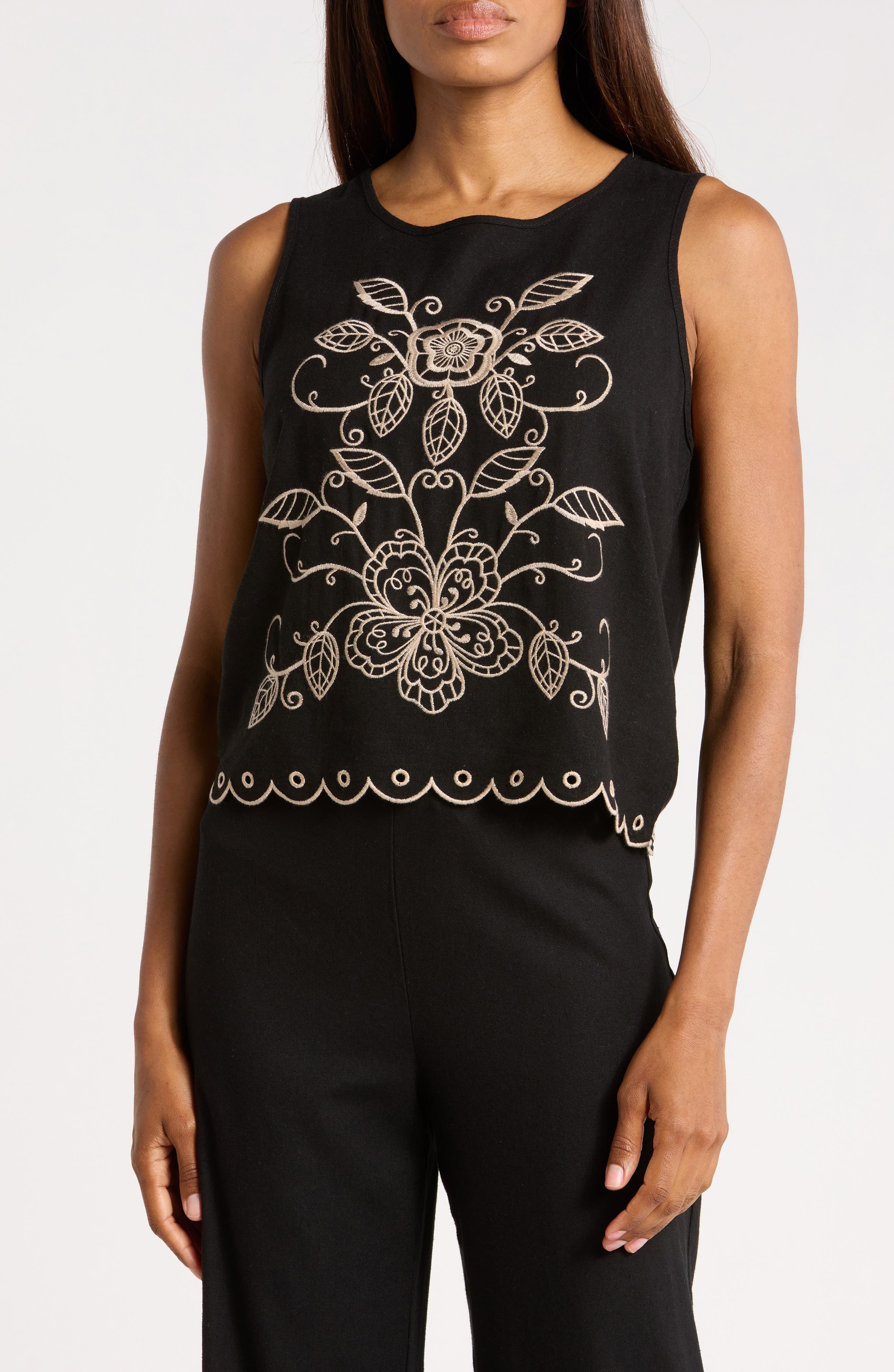 Ellen Tracy Embroidered Tank Top