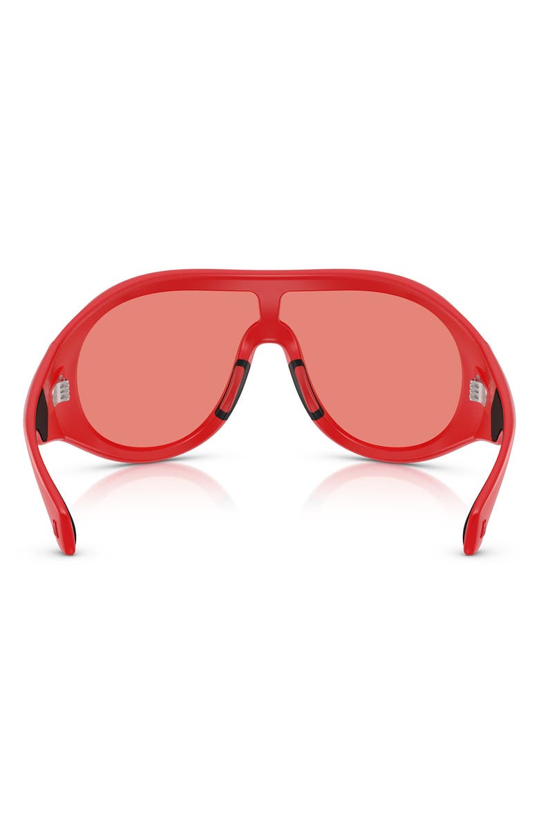 Moncler Cloche 135mm Polarized Pilot Shield Sunglasses, Alternate, color, Matte Red