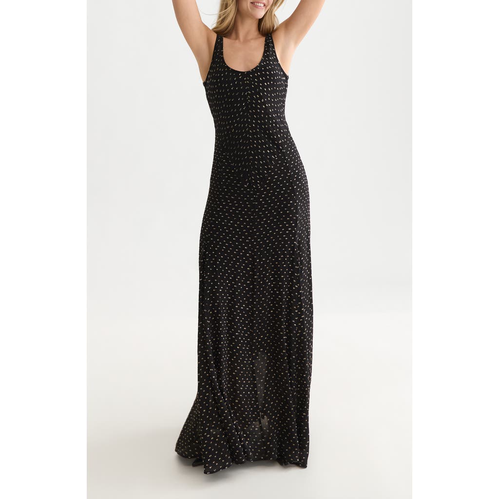 Scotch & Soda Metallic Dot Maxi Slipdress in Meteorite at Nordstrom, Size 38