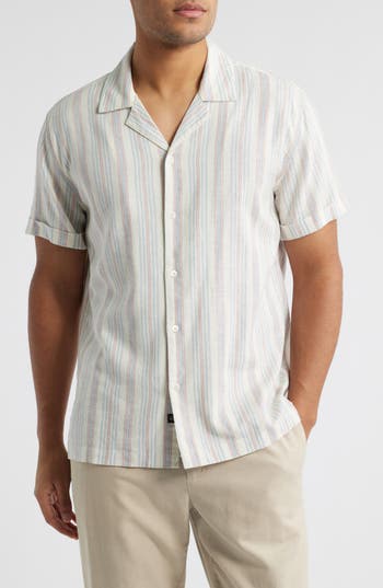 Rails Amalfi Stripe Linen Blend Camp Shirt In Multi