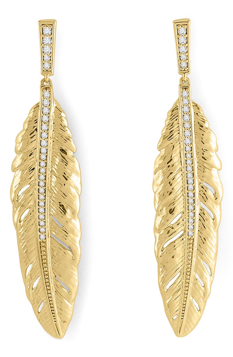 Anabel Aram Jewelry Feather Drop Earrings, Main, color, Gold