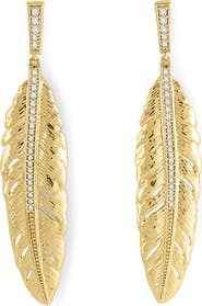 Anabel Aram Jewelry Feather Drop Earrings