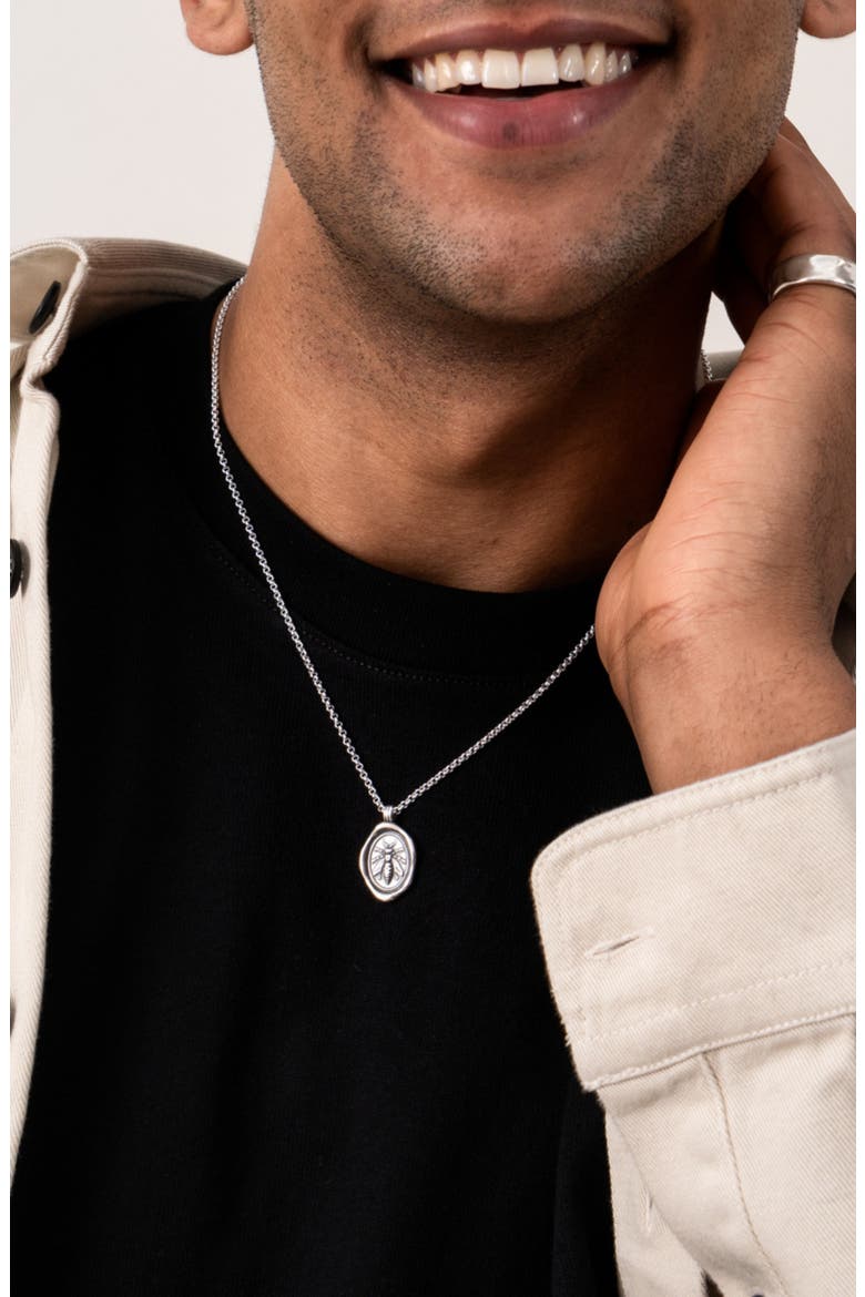Men's Achievement Wasp Talisman Necklace, Alternate, color, Sterling Silver