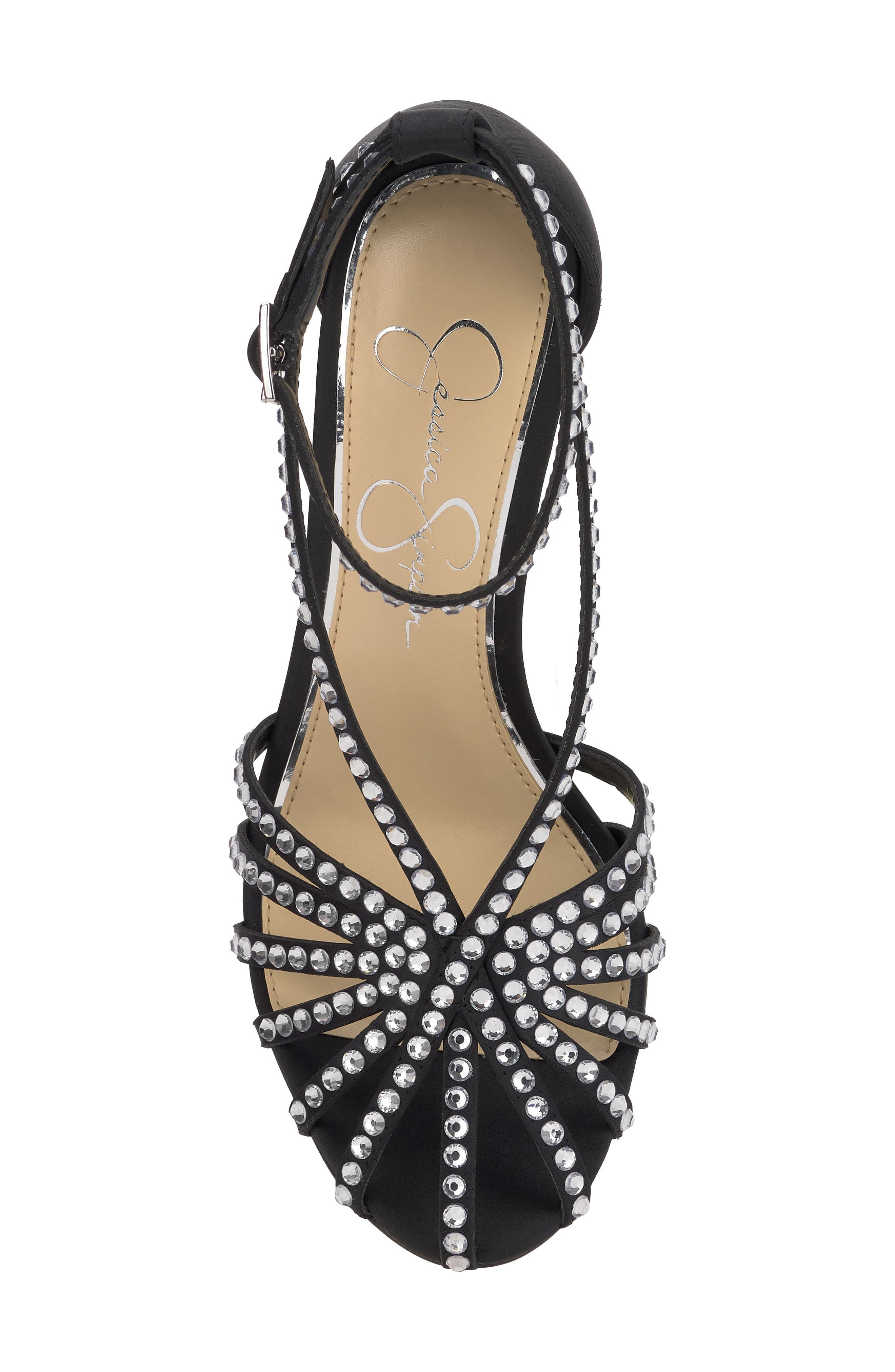 Jessica Simpson Jittale Ankle Strap Sandal, Alternate, color, Black Matte Satin