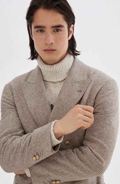 Brunello Cucinelli Beige Wool And Silk Double-breasted Blazer In Brown