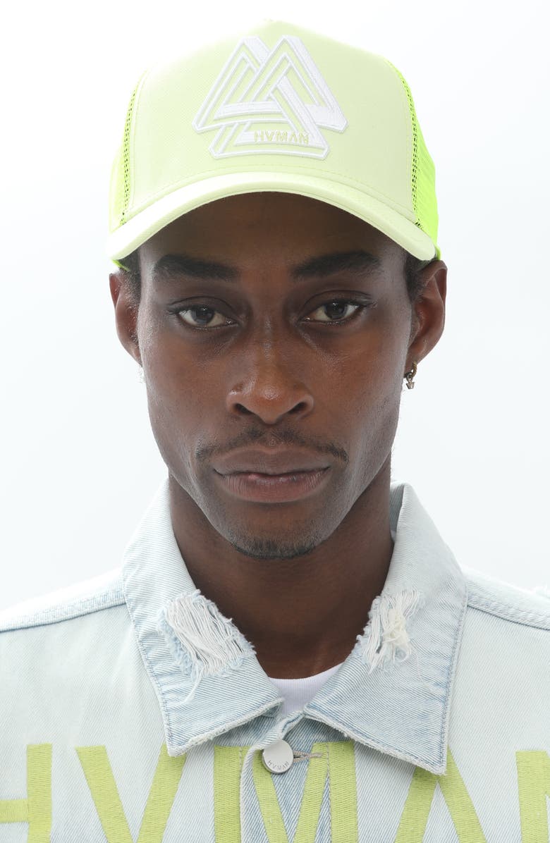 HVMAN Triangle Logo Trucker Hat, Main, color,