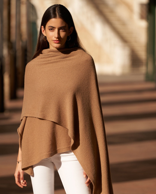 Monticelli Cashmere Pure Cashmere Feather-light Maxi Wrap Stole In Brown