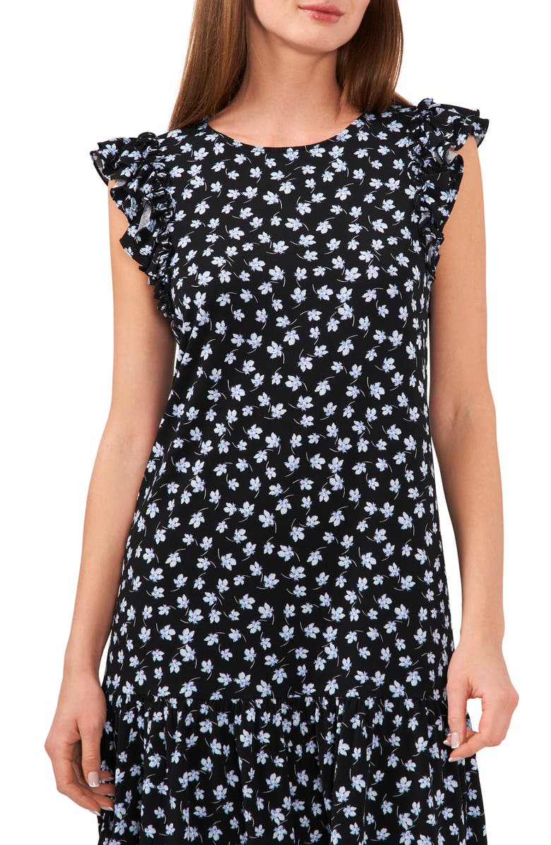 CeCe Floral Flutter Sleeve Shift Dress, Alternate, color,