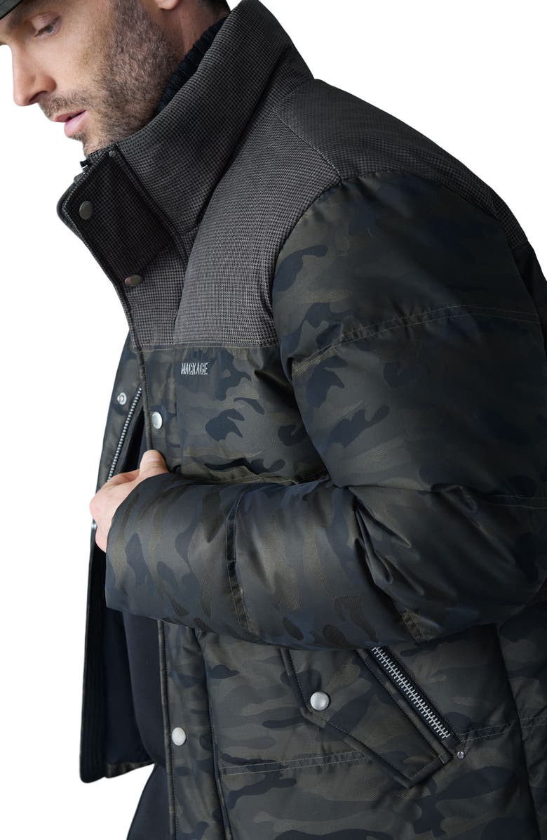 Mackage Everett Mixed Media Down Puffer Jacket, Alternate, color, Army-Carbon Multi