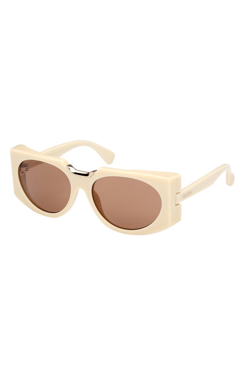 Max Mara 59mm Round Sunglasses, Alternate, color, Ivory / Brown