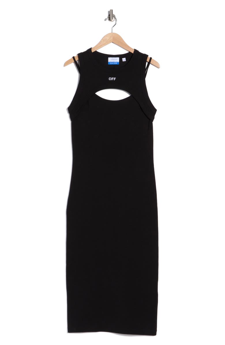 Off-White Cutout Dress, Alternate, color, Black Night