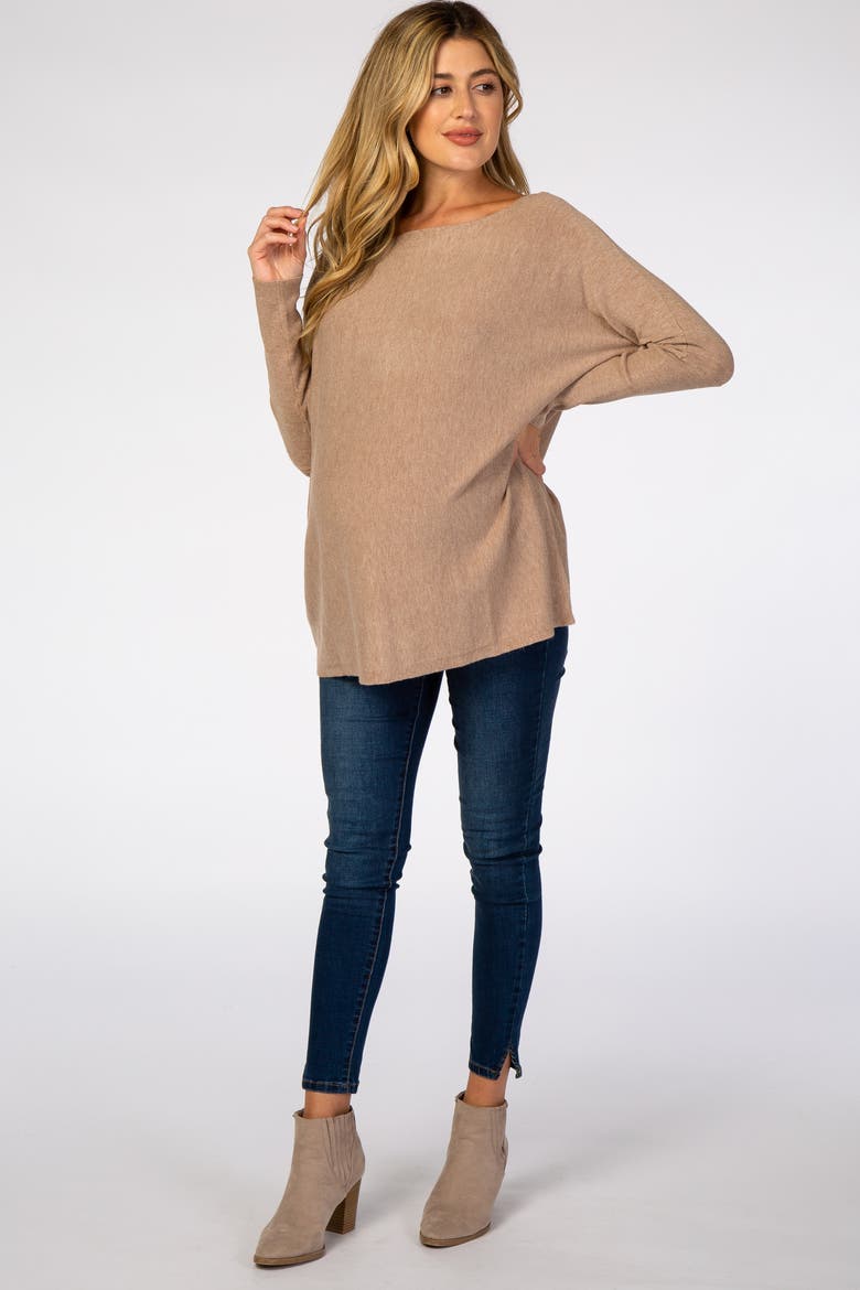 Soft Knit Boatneck Dolman Sleeve Sweater, Alternate, color, Mocha